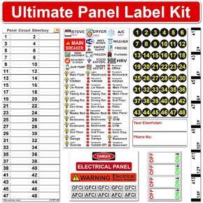 Ultimate 48 Circuits Bidirectional Breaker Directory Label Kit with Colored Icons & Panel Markers for All Electrical Panel Strong Adhesive Durable Long Lasting Reusable Vinyl Waterproof