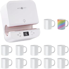 HTVRONT Auto Tumbler Heat Press Machine with 12pack Sublimation Mugs Blanks 11 oz
