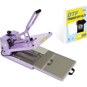 Heat Press 15x15 inch Slide Out Heat Transfer Machine for T-Shirt, Purple,DTF Transfer Film A3(11"*17") 100 Sheets Double-Sided Matte Direct to Film Transfer Paper on All Fabrics