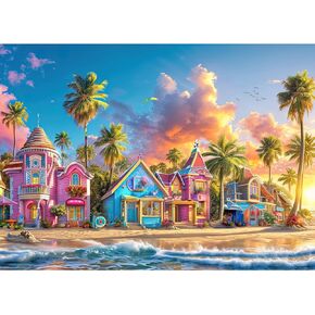 Jigsaw Puzzles for Adults 1000 Pieces, Interlock Perfectly Letter on Back No Dust, Home Decor Birthday Party Gift Toy for Men Women Elders Seniors, 1:1 Poster (Romantic Beach)