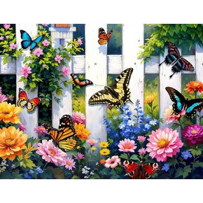 SPRINGBOK Butterfly Haven 500 قطعة بانورامزو للبالغين - حديقة فراشة ملونة - قطع فريدة من نوعها - الاسترخاء واللون
