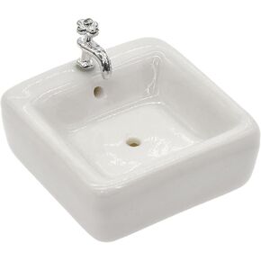 Dollhouse Wash Basin تطبيق واسع رائع 1:12 Scale Doll House Furniture Sink for Entertainment Square والأثاث والزخارف