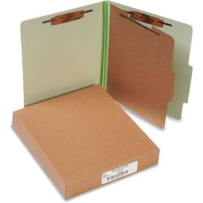 ACCO Classification Folders with Fasteners, Pressboard, 4-Part, Letter Size, Green, 10 per Box (A7015044)