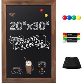 SELEAD Magnetic Chalk Board Signs - 24 x 36 inches Large Vintage White Framed Wall Decor Chalkboard Pizarra for Wedding Business Kitchen Restaurant