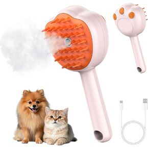 فرشاة القطط البخارية ، مشط Defur Defur Spritz 6 في 1 في 1 ، أداة الاستمالة الصديقة للبشرة ، مناسبة للحيوانات الأليفة والحيوانات ذات الشعر ، وملحقات مستلزمات الحيوانات الأليفة ، والوردي.