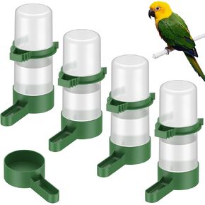 Pawfly 4 PCS موزع مياه الطيور ، مغذي المياه التلقائي ، موزع مياه قفص للطيور البلاستيكية ، سد السمان الأخضر لببغاء الببغاء Cockatiel Budgie Lovebirds (غير مناسب لتغذية الطعام)