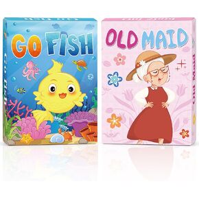 GO FISH ، ألعاب بطاقات الخادمة القديمة ، GO GO FISH CARD FOR KIDS 4-8 ، ألعاب الورق للطفل من 2 إلى 4 سنوات ، من السهل التعلم ، هدايا سلة عيد الفصح مثالية ، ممتعة للعبة العائلية ليلية.