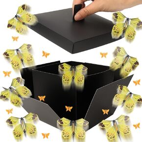 Mother's Day Pink Butterfly Explosion Gift Box, Spring Unique Exploding Gift Box with 8 Pcs Flying Butterflies, Surprise Gift Box Explosion for Mother's Day, Graduation, Birthdays