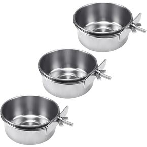 3 Pcs Bird Food Bowl with Clamp, Durable Bird Bowls for Cage, Bird Water Bowl for Bird Parrot Cockatiel Macaw Conure Budgies Parakeet Chinchilla Small Animal