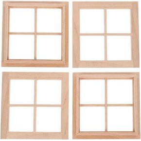 doitool 4pcs dollhouse windows 1: 12 مقياس مصغرة أثاث دمية الأثاث