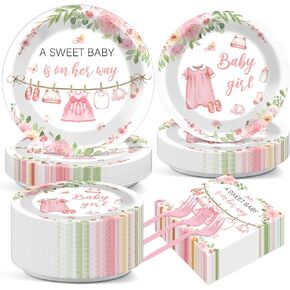 200pcs لوحات دش زهرية طفلة زهرية وديكور مناديل زخرفة Pink Girl Partyware أدوات المائدة الأدوات المائدة الربيع لوحات الورق الذهب الربيع للرضيع لاستلوازات الحفلات بين الجنسين.