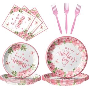 80 PCS Mothers Day Plates and Fedical Mothers Day Party Supplies Party Tableles Table For Best Mom Flower Flowers Decortings ، يقدم 20