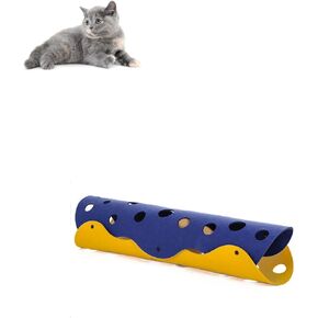 أنفاق Cat ، سرير أنبوب أنبوب نفق الحيوانات الأليفة القابلة للطي مع الثقوب ألعاب القطط مجموعات عشوائية تلعب حصيرة لممارسة تمارين تفاعلية Peekaboo Cat Cave (Blue+Yellow)