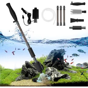 EKIND USB Electric Aquarium Gravel Cleaner, 6 in 1 Multi Function Fish Tank Sand Washer, Water Changer Kit with Adjustable Length and Powerful Suction, Brushless Motor, USB Interface