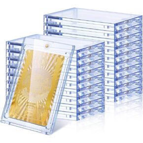 SATINIOR 20 Pcs 130 Pt Acrylic Magnetic Card Holders 2.5 x 3.54 Inch One Touch tag Holder Clear Protectors Hard Plastic Magnetic Case for Sports Baseball card Trading Storing Displaying