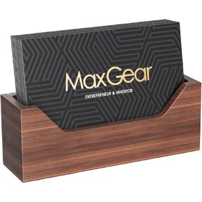 حامل بطاقة عمل Maxgear Walnut Wood للمكتب ، وقصة عرض خشبية أنيقة ، ومنظم بطاقات مكتب المستطيل ، ومكتب سطح المكتب الاحترافي لبطاقات العمل