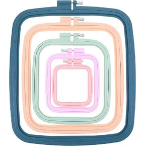 5 Pieces 5 Sizes Square Embroidery Hoops, ABS Plastic Embroidery Hoops for DIY Embroidery Craft