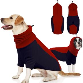 BRKURLEG Dog Hoodie with Ear Wraps Dog Turtleneck Sweatshirt Dog Anxiety Calming Hoodie Soft Pullover Elastic Dog Ear Covers Hood for Noise Warm Fleece Dog Sweater for Cold Weather, Pink S