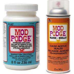 Mod Podge غسالة الصحون آمنة سدادات ماء ، الغراء والانتهاء (8 أونصة) و Mod Podge Spray Sealer Sealer (12 أوقية)