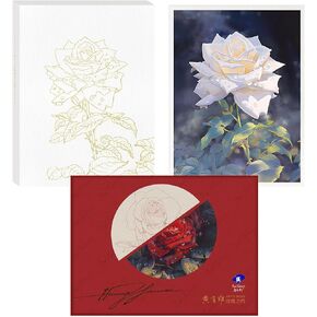 Paul Rubens Watercolor Coloring Paper, 10.2 X 7.2 Inches 100% Cotton Hot Pressed Watercolor Paper, 140lb/300gsm, 12 Unique Roses Line Drawings for Adults and Students to Relax and Create Art