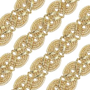 CRASPIRE 20 Yard 3/8 inch Gimp Braid Trim Polyester Gold Metallic Edge Woven S Wave Lace Ribbon Fabric Upholstery Hand DIY Crafts for Gift Cable Ties Sewing Curtain Slipcover Costume Accessories