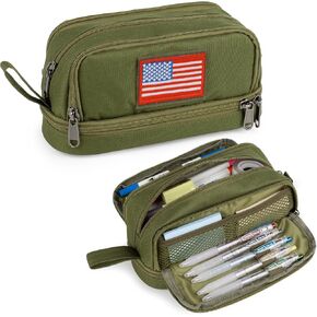 ATRIPACK TUCTICAL 4 COMPARTRESS PENCIL CASE for Boys ، Big Canvas Pen Pouch Bag ، صندوق قلم كبير ، حقيبة أدوات لمنظم مكتب كلية المدارس المتوسطة للأطفال.