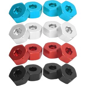 Raguso 4pcs Whex Hex Hub محولات من 5 مم إلى 12 مم دمج ألومنيوم سبيكة محول محول متوافق مع WPL D12 1/10 RC Trucks RC Car Praption Parts (Black)