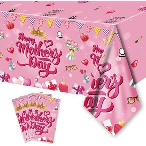 4pcs الأم يوم المائدة المائدة القابلة للتصرف - 108 "× 54" ، قطعة قماش عيد أمهات سعيدة أفضل أمي من أي وقت مضى قلب زهرة المائدة البلاستيكية تغطية طاولة مستطيل لتناول العشاء ديكور حفل عشاء