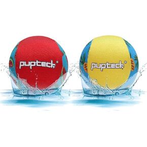 PUPTECK Dog Pool Floating Toys 2 Pack, Dog Water Bouncing Balls for Summer Fetch Training, Interactive Pet Toys for Puppy