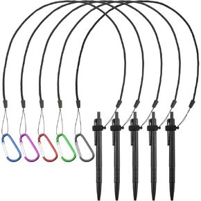 5Pcs Leash Clipboard Lanyard Clipboard with Pen Holder Ballpoint Pen Equipped Climbing Buckle Silicone Ring Office Supplies Teachers Students Business People Colleagues (24Inches Black)