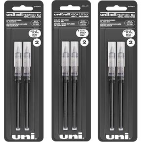 Uniball Vision Elite Rollerball Pen Refill, 0.8mm Bold Point, Blue Black Ink, 6 Refills