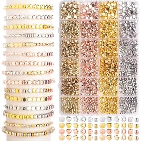 Gold Spacer Beads Set,2160 Pieces Bracelet Beads Friendship Bracelet Kit for Jewelry Making