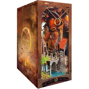 Strucwood Book Nook Kit with LED Light - 3D Wooden Passles Book Nook for Book Shelf Decor - Diy Dollhouse Kit - Book Nook Decor with Dust Cover - Magic Book Nook - The Lord the Ring SQ -05