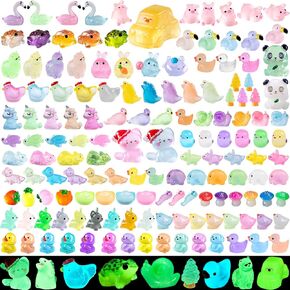 150 Pcs Luminous Mini Resin Animal Figurines Glow in The Dark Miniature Figures Variety Pack to Hide for Potted Plants Micro Landscape Garden Aquariums