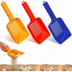3 PCS Beach Mesh Meesh Sand Sifter للبنين والبنات شل Scooper لـ Beach Shell Collecting Scooper لالتقاط القذائف ، وسن أسماك القرش ، وملحقات الشاطئ ، والمتوسطة