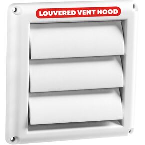 Deflecto Supurr-Vent Louvered Outdoor Dryer Vent Cover, 4" Hood, White (HS4W/18)