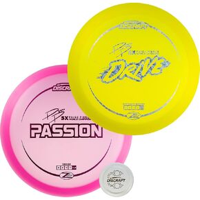 Discraft Paige Pierce Z Lite 2-Pack - Signature Series Set with Passion & Drive - Lightweight Discs in Varied Foils & Weights + Exclusive Snap Cap