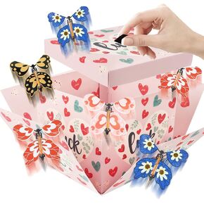 ALIBBON Flying Butterfly Surprise Gift Box Black Good Luck DIY Butterfly Explosion Gift Box with 6 Butterflies for Birthday Anniversary Wedding Graduation Christmas