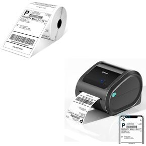 D520BT Bluetooth Shipping Label Printer and 1 Roll Thermal Labels, Wireless Thermal Label Printer for Small Business, Thermal Printer for Shipping Labels, Shipping Label Maker