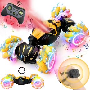 الإيماءات استشعار RC STUNT CAR ، الأولاد الفتيات الأعمار من 6-12 أفكار هدايا عيد ميلاد ، 4WD تحويل الطريق على الطريق لتدوير سيارات تويست 2.4 جيجا هرتز مع الأضواء والموسيقى الأرجواني