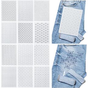 FreeBloss 12pcs A4 SASE SASHIKO TLABROINGERESTERSERS 8.3x11.8 '' Terbroidery Stabilizer sthesive sthes وغسلها بعيدًا