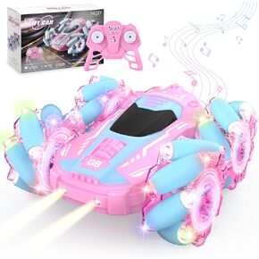 NQD Spider Remote Control Car, Double Sided 360°Rotating 4WD Off-Road RC Cars with Music, RC Stunt Car with Cool Light 2.4GHz Rechargeable Race Stunt Toy Car for Ages 8-12 Boys Girls Birthday