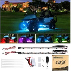 10L0L Golf Cart Underglow LED Light Strip Kit, 22 Modes Glow Neon Underbody Lighting with Wireless Remote Control, Sound Active, Water Resistant Flexible Tubes 4 Pack