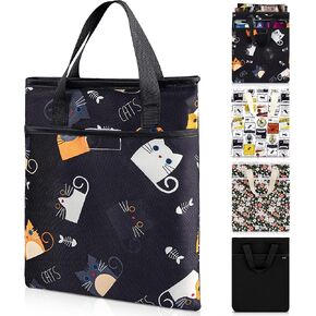Book Sleeve for Book Lovers, 12.6" x10.6" Book Cover for Hardcover Paperbacks Bible Textbook Comic Kindle Journal, Book Pouch with Zipper Gifts for Readers Book Lovers Women(Black Cat)