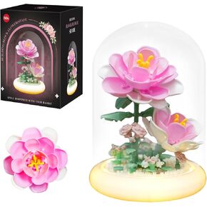 Pink Roses Building Toy Set, 158 Pieces with Lighted Base, ABS Dust-Proof Shell, DIY Gift for Kids & Adults, Perfect for Mother’s Day, Birthday, Holiday – Creative Educational Building Blocks