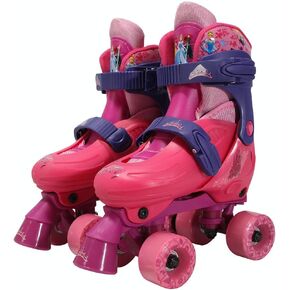 PlayWheels Adjustable Disney Princess Glitter Children's Quad Roller Skates, Junior Size 10-13