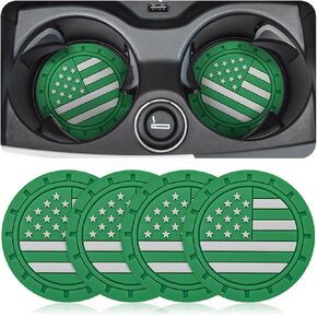 4 Pack Car Cup Holder Coasters, Colored American Flag US Flag Insert Car Cup Coaster, 2.75 Inch Anti Slip Shockproof Embedded Drink Mat, Vehicle Interior Decor Accessories