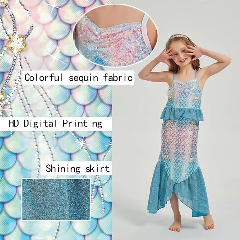 ارتداء Mermaid for Girls.including a Crown و Scepter ، هدية عيد ميلاد رائعة للفتيات. in Kuwait