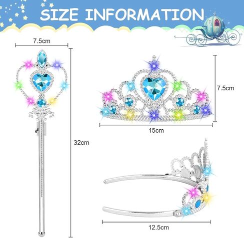 Vicloon 2PCS Light Up Princess Crown and Wands, Princess Dress Up Accessories for Little Girls Christmas Birthday in Kuwait