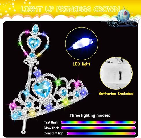 Vicloon 2PCS Light Up Princess Crown and Wands, Princess Dress Up Accessories for Little Girls Christmas Birthday in Kuwait